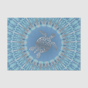 Silver Blue Sea Turtle And Mandala Tissue Paper