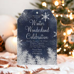 Silver blue snowflake corporate winter wonderland invitation<br><div class="desc">Watercolor blue snowflake winter corporate Christmas holiday party with faux silver . elegant,  modern and winter wonderland corporate holiday party theme featuring faux silver snowflakes,  falling snow,  stardust and snowy pines branches. Perfect for winter celebrations,  Christmas and New Year's eve . Text fully customisable</div>