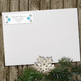 Silver Blue Snowflake Winter Label