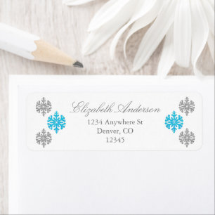 Silver Blue Snowflake Winter Label