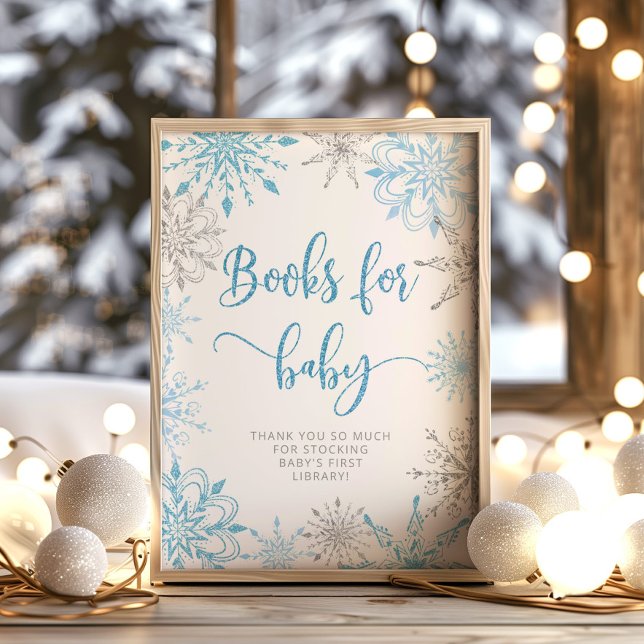 Silver blue snowflakes Books for baby Poster (Creator Uploaded)
