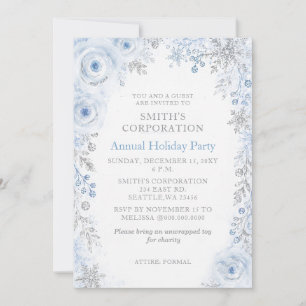 Silver Blue Snowflakes Corporate Holiday Party  Invitation