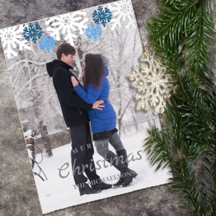 Silver Blue Snowflakes Winter Christmas