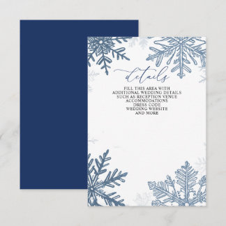 Silver Blue Snowflakes Winter Christmas Wedding Enclosure Card