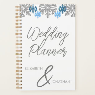Silver Blue Snowflakes Winter Wedding Planner