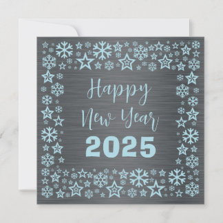 Silver blue Square wish card with golden stars