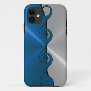 Silver Blue Stainless Metallic Swirl Pattern Case-Mate iPhone Case