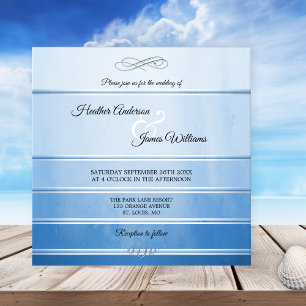Silver Blue Striped Tonne sur Tonne Wedding Invita Invitation