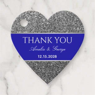 Silver Blue Thank You Favour Tags