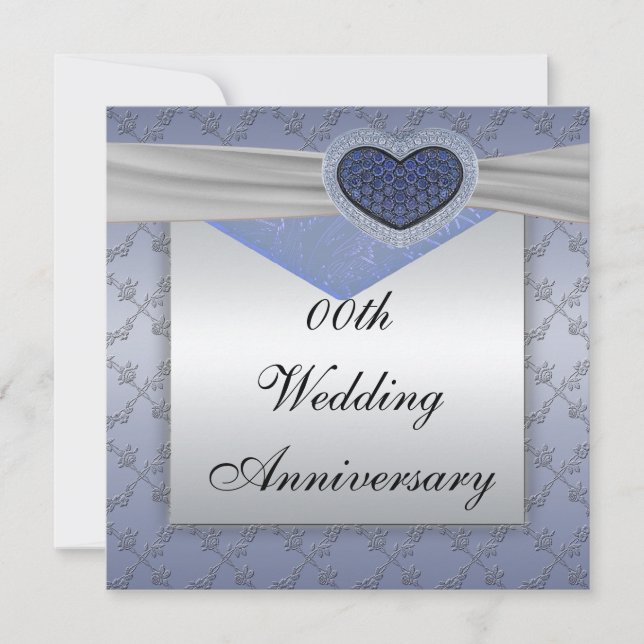 Silver Blue Wedding Anniversary Party Invitation (Front)