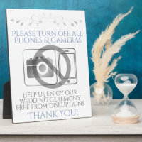 Silver & Blue Wedding No Phones or Cameras Sign