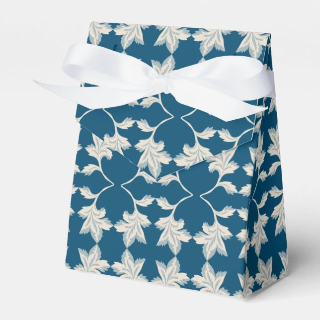 Silver Blue Winding Leaves Favour Box (Front Side)