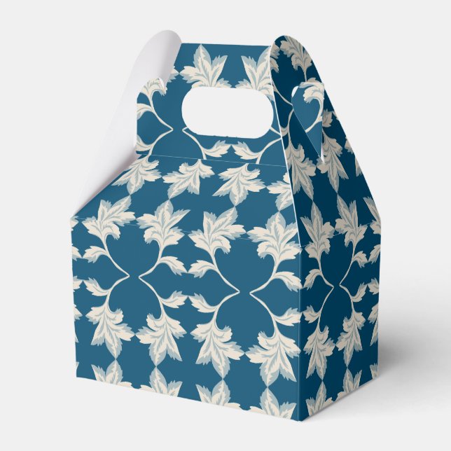 Silver Blue Winding Leaves Favour Box (Front Side)