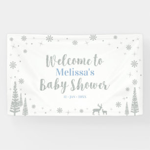Silver & Blue Winter Boy Baby Shower Welcome Banner