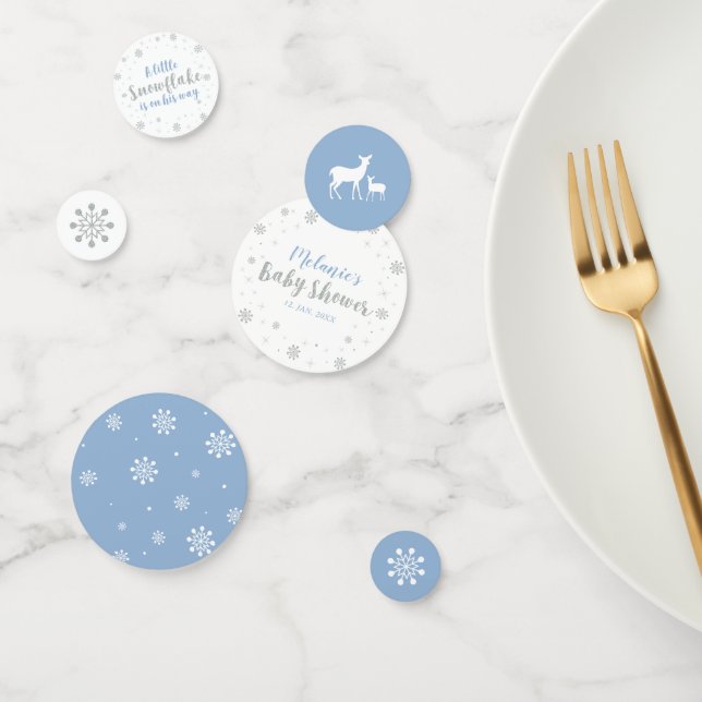Silver & Blue Winter Snowflake Boy Baby Shower Confetti (Group)
