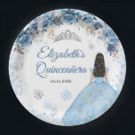 Silver Blue Winter Snowflake Quince Paper Plate<br><div class="desc">Silver Blue Winter Snowflake Quince Paper Plate</div>