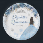 Silver Blue Winter Snowflake Quince Paper Plate<br><div class="desc">Silver Blue Winter Snowflake Quince Paper Plate</div>