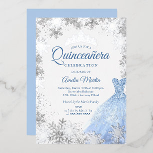 Silver Blue Winter Snowflake Quinceanera