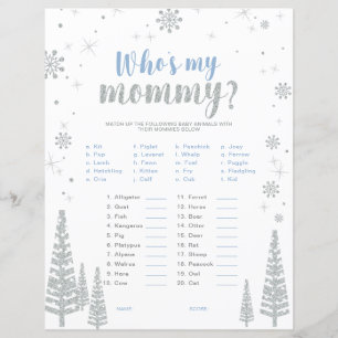 Silver & Blue Winter Wonderland Baby Shower Game