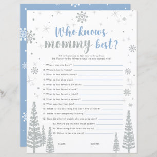 Silver & Blue Winter Wonderland Baby Shower Game