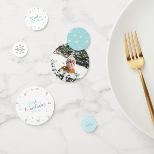 Silver & Blue Winter Wonderland Boy 1st Birthday Confetti (Group)