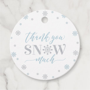 Silver & Blue Winter Wonderland Party Thank you Favour Tags