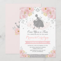 Silver Blush Floral Princess Cinderella Birthday