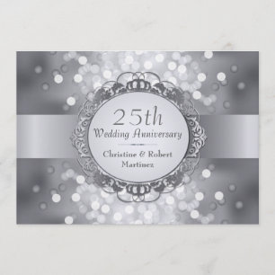 Silver Bokeh 25th Anniversary Party Invitation