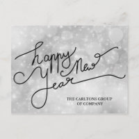 Silver Bokeh Happy New Year Typography Corporate