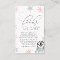 Silver Books For Baby Penguin Baby Shower Insert