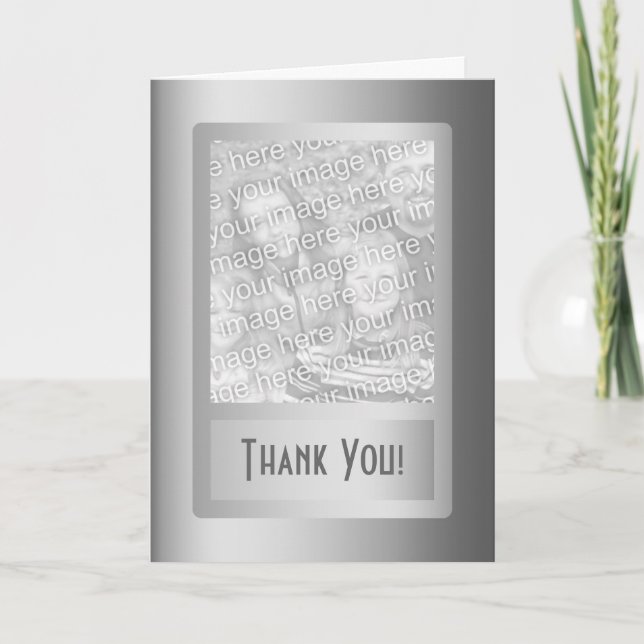 Silver Border 25th Wedding Anniversary Card (Front)