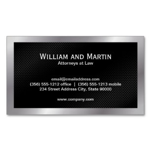 Silver Border Black Pattern Magnetic Business Card