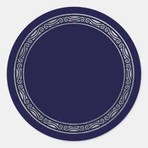 Silver Border Frame for Your Wording Classic Round Sticker