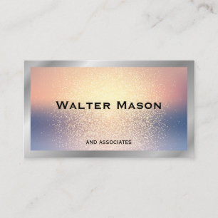 Silver Border Glitter Blend Background Business Card