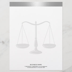 Silver Border Lawyer Scale Attorney at Law Custom Letterhead