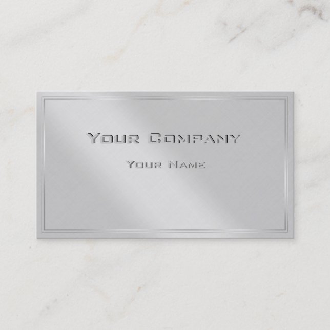 Silver Border Minimal Corporate  Business Card (Front)