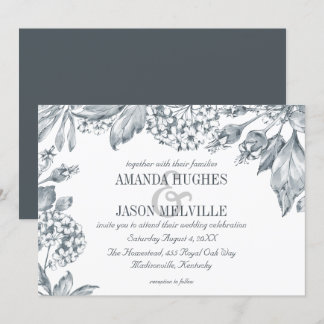 Silver Botanical | Floral wedding invitation