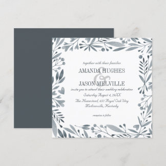 Silver Botanical | Floral wedding | Square | Invitation