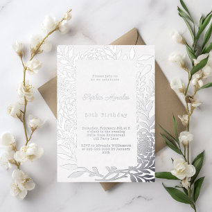 Silver botanical luxury winter birthday