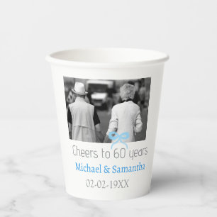 SILVER bow cheers to 60 years anniversary wedding  Paper Cups