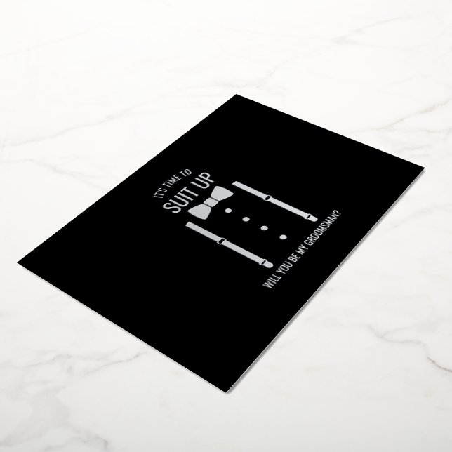 Silver Bow Tie Personalised Groomsman Proposal (Rotated)