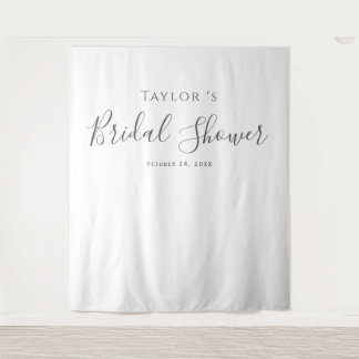 Silver Bridal Shower Photo Backdrop Tapestry