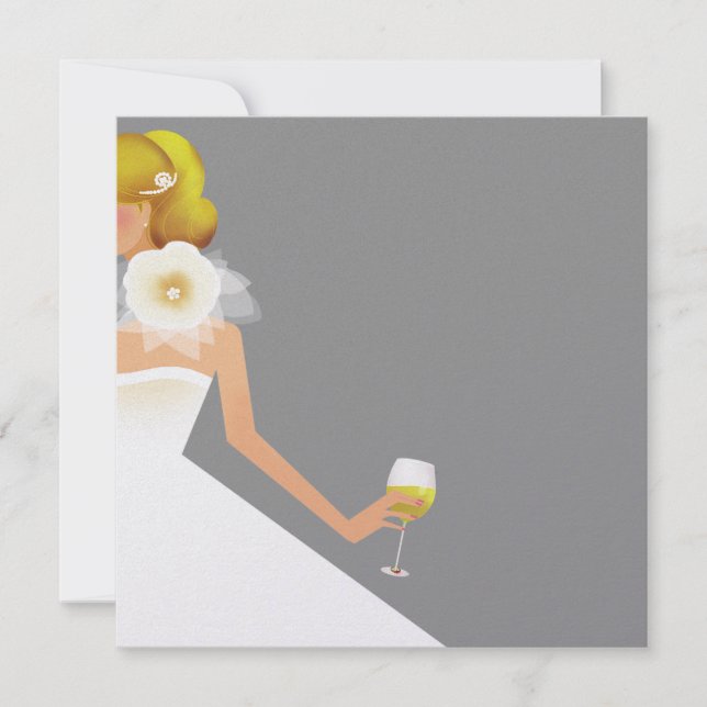 Silver bridal shower wine invitation (Front)
