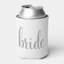 Silver bride, chic script, faux glitter