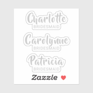Silver Bridesmaid Name Custom-Cut Vinyl Sticker