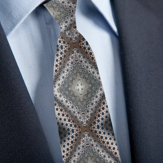Silver Brown Blue Dots In Diamonds Neck Tie (Creator Uploaded)