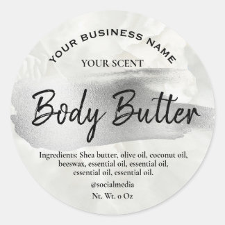 Silver Brush Accent Marble Body Butter Labels