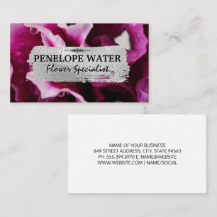 Silver Brushed Floral Background Business Card