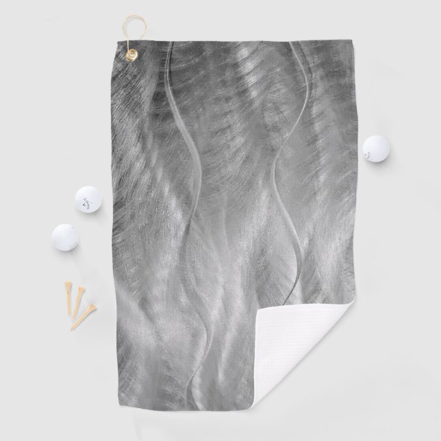 Silver Brushed Metal Abstract Golf Towel (InSitu)