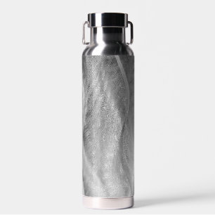 Silver Brushed Metal Abstract Water Bottle